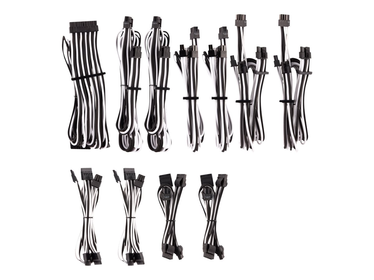 CORSAIR Premium individually sleeved pro kit (Type 4, Generation 4) - Strømkabelpakke - sort, hvid