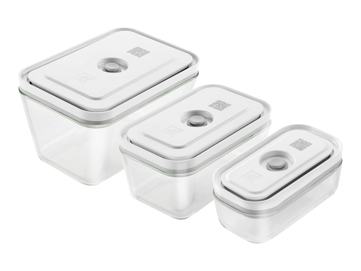 ZWILLING Fresh & Save Vakuum-madopbevaringsbeholdersæt Silicone seal Silicone valve Borosilikat-glas Grå Transparent