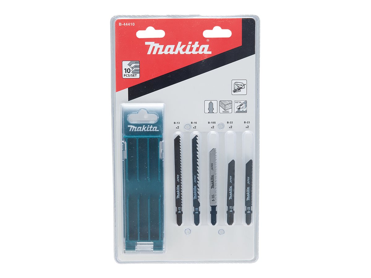 Makita - Stiksavsklingesæt - for træ, metal - 10 stykker - T-skaft - for Makita DJV181, DJV181Z, DJV181ZJ