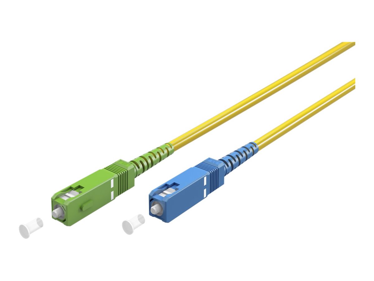Goobay Lyslederkabel (FTTH), Singlemode (OS2) Yellow, gul (Simplex), 1 m fiberoptisk kabel, stik SC-APC (8°) > SC stik (UPC), halogenfri kabelkappe (LSZH)