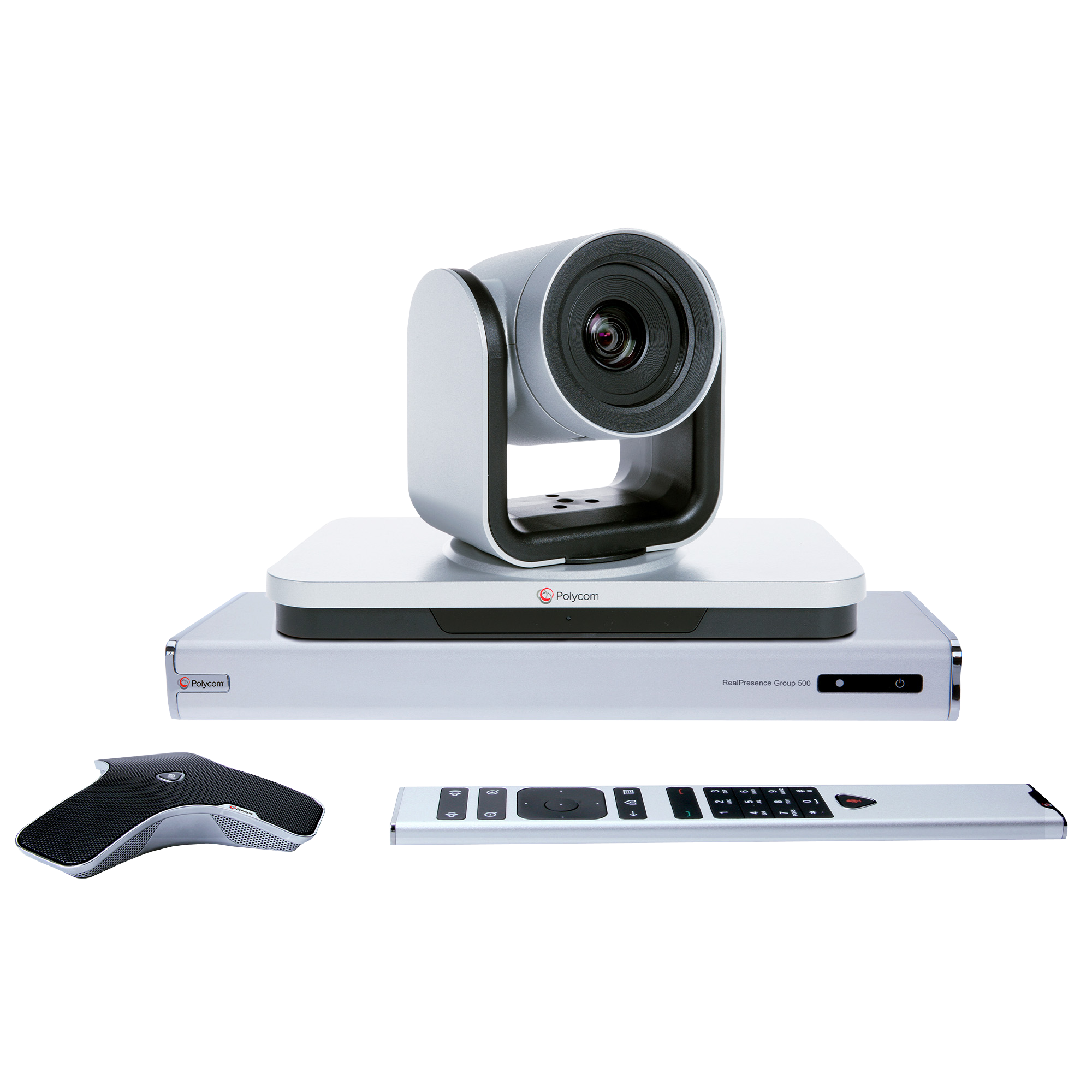 HP Poly RealPresence Group 500 - Videokonferencepakke (RealPresence Group Microphone Array, RealPresence Group 500 codec) - sølv - med EagleEye IV-12x camera - power adapter included