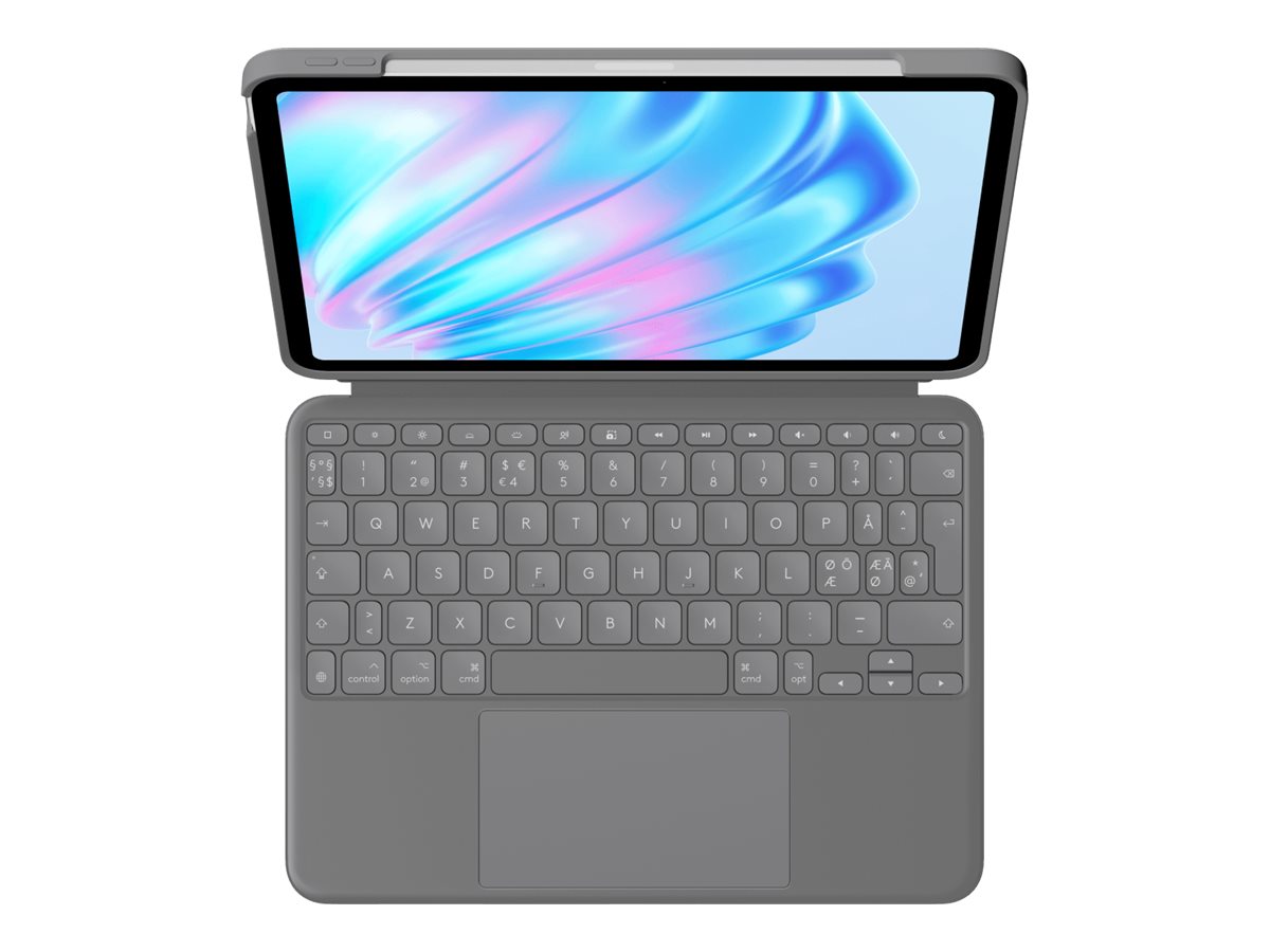 Logitech Combo Touch - Tastatur og folio-kasse - med trackpad - bagbelyst - Apple Smart connector - QWERTY - nordisk (dansk/finsk/norsk/svensk) - oxford-grå - for Apple 11-inch iPad Air (M2, M3)