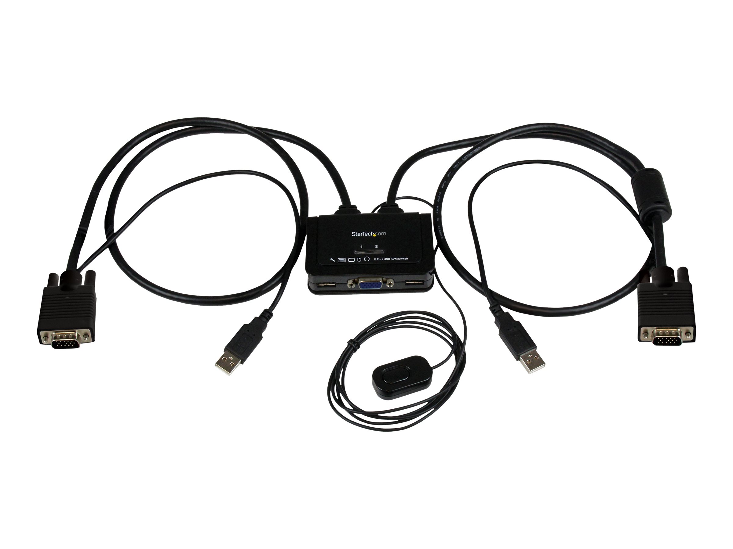 StarTech.com 2 Port USB VGA Cable KVM Switch - USB Powered with Remote Switch - KVM with VGA - Dual Port VGA KVM Switch (SV211USB) KVM switch