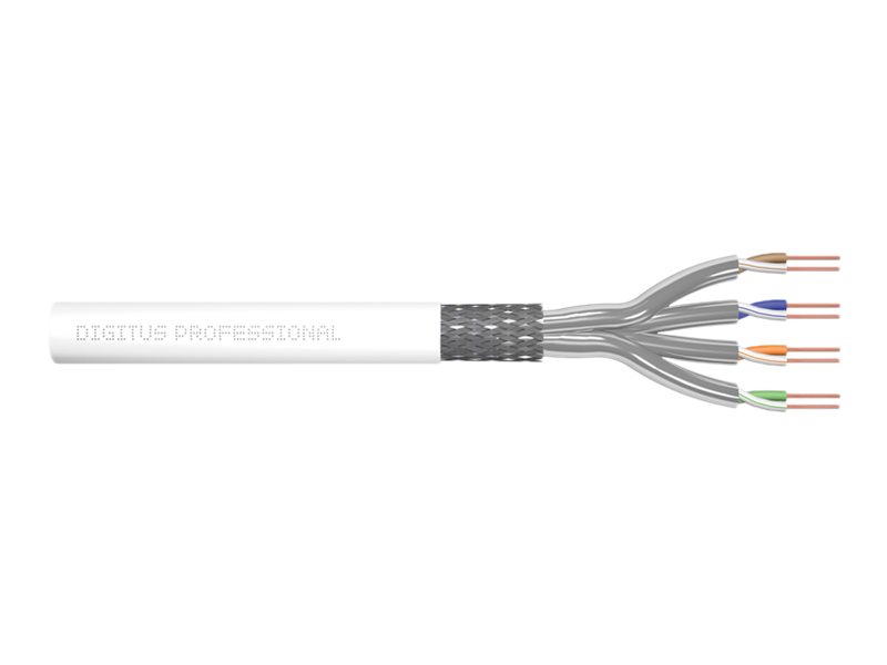 DIGITUS Professional CAT 7 Kabel med afskærmning med folie og kobberfletning (SFTP 305m Bulkkabel Hvid RAL 9003