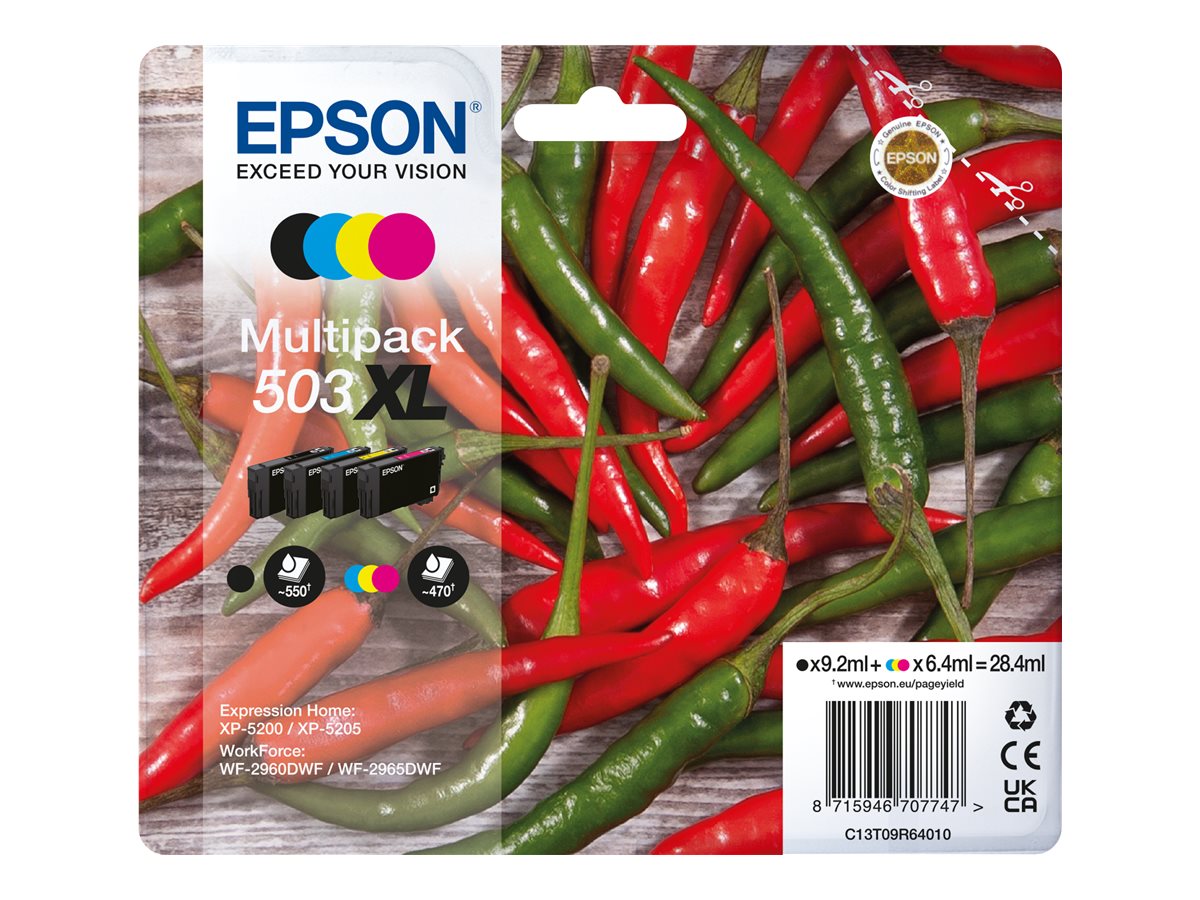Epson 503XL Multipack Sort Gul Cyan Magenta Blæk C13T09R64020