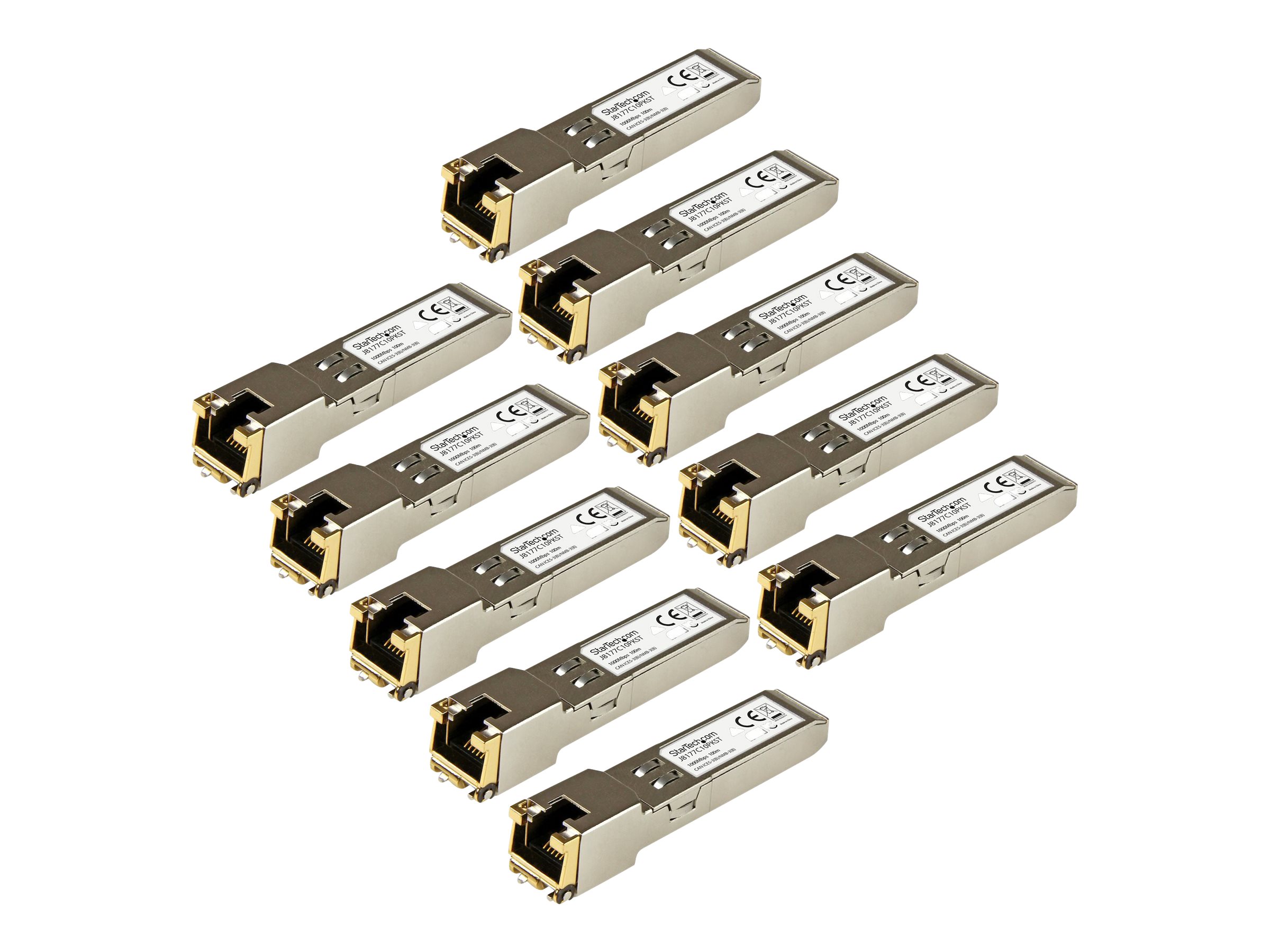 StarTech.com 10 pack HPE J8177C Compatible SFP Module - 1000BASE-T - 1GE SFP SFP to RJ45 Cat6/Cat5e - 100m SFP (mini-GBIC) transceiver modul
