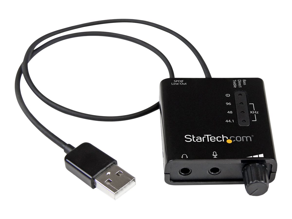 StarTech USB Sound Card w/ SPDIF Digital Audio & Stereo Mic - External Sound Card for Laptop or PC - SPDIF Output (ICUSBAUDIO2D) - Lydkort - 24 bit - 96 kHz - stereo - USB 2.0 - for P/N: MU15MMS, MU6MMS