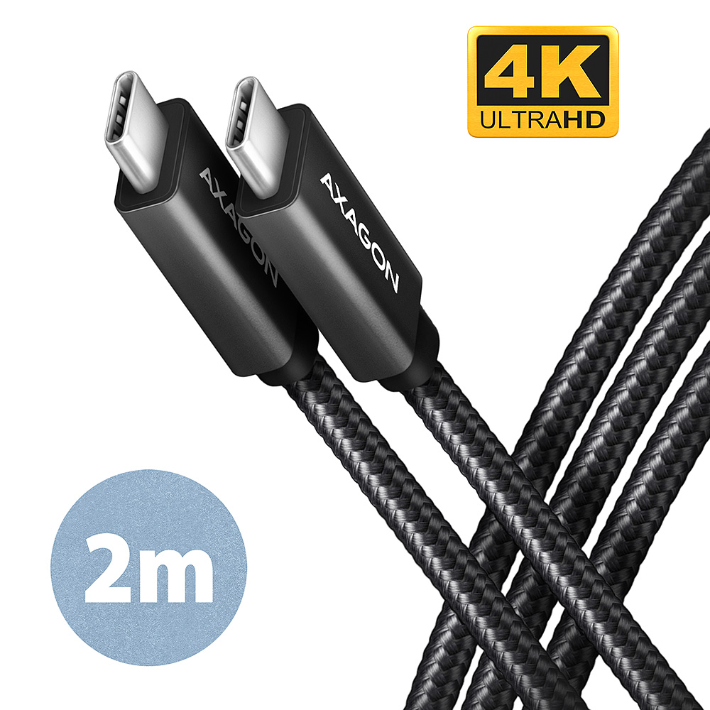 AXAGON BUCM32-CM20AB - USB-kabel - 24 pin USB-C (han) til 24 pin USB-C (han) - USB 3.2 Gen 2x2 - 20 V - 5 A - 2 m - USB Power Delivery (100 W), 4K60 Hz support, 1080p240Hz (1920 x 1200) support, 2K120 Hz (2560 x 1440) support, op til 20 Gbps datatransferhastighed - sort