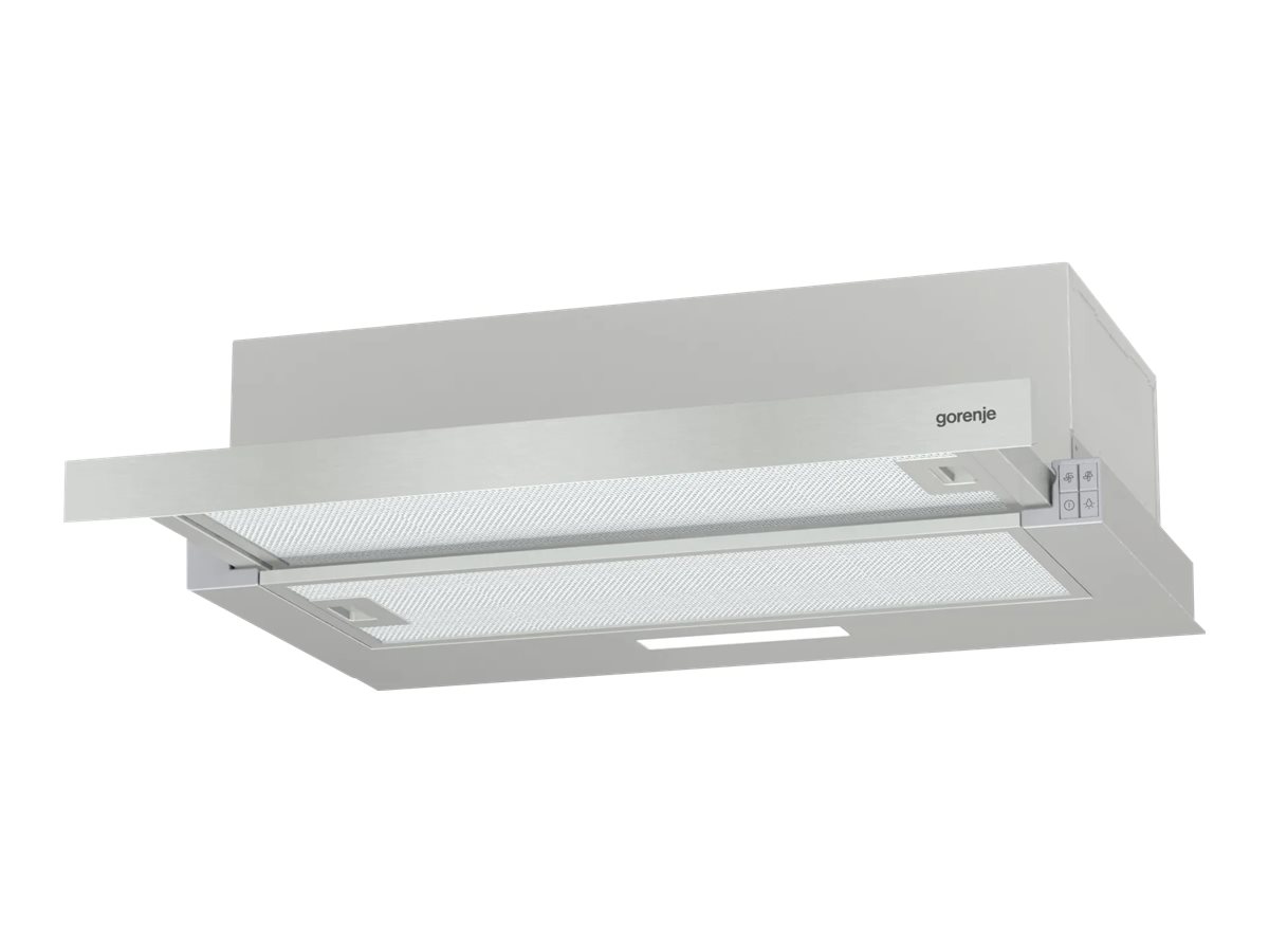 Gorenje Essential TH62E3X - Hætte - teleskopisk - bredde: 60 cm - dybde: 30.6 cm - udtrækning og recirkulation (-) - rustfrit stål