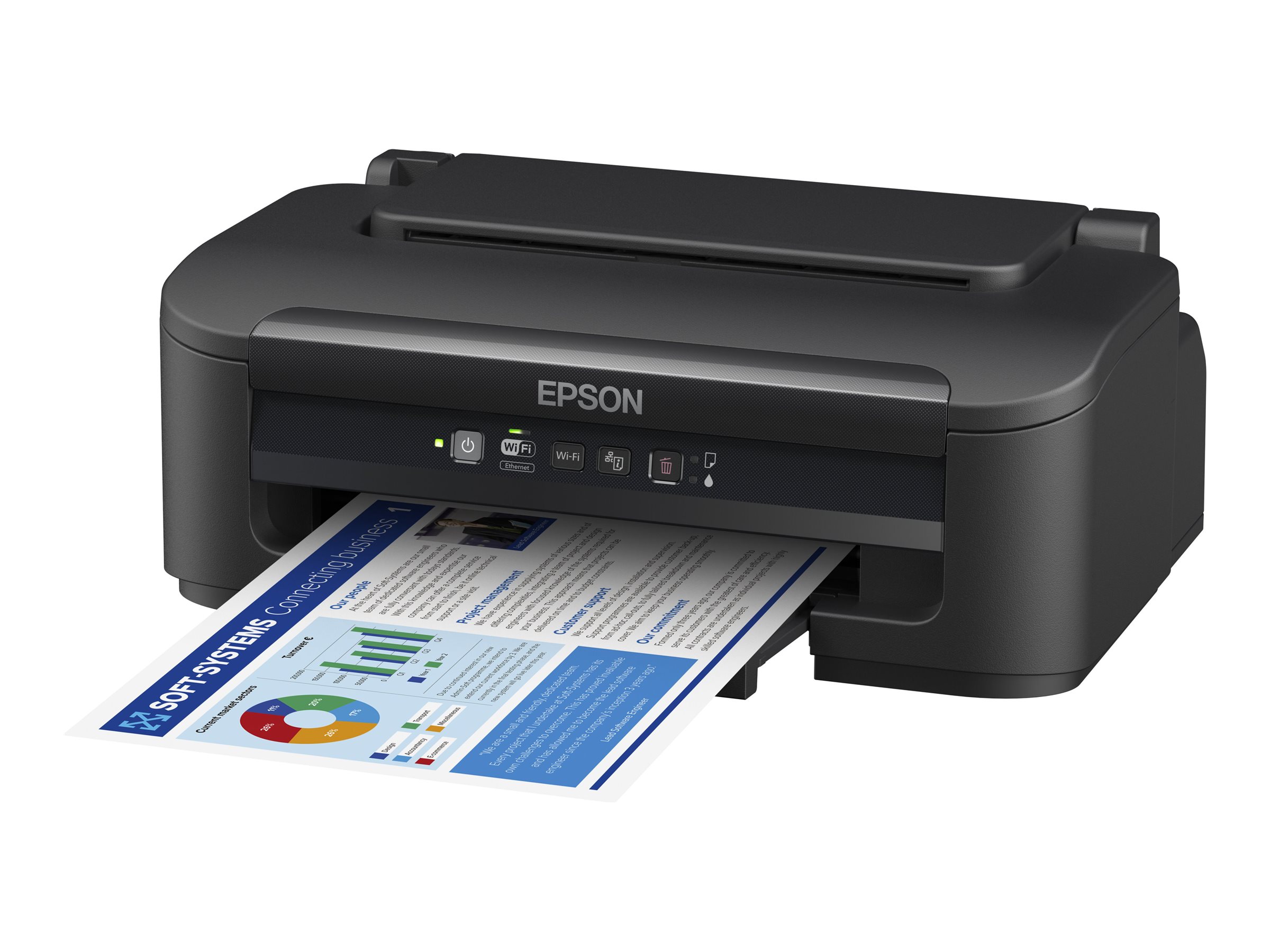 Epson WorkForce WF-2110W - Printer - farve - blækprinter - A4/Legal - 5760 x 1440 dpi - op til 9 spm (mono) / op til 4.7 spm (farve) - kapacitet: 100 ark - USB 2.0, LAN, Wi-Fi(n)