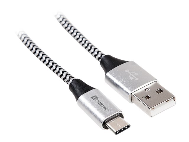 Tracer USB Type-C kabel 1m Sort Sølv