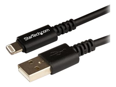 StarTech.com 3m (10ft) Long Black Apple® 8-pin Lightning Connector to USB Cable for iPhone / iPod / iPad - Charge and Sync Cable (USBLT3MB)