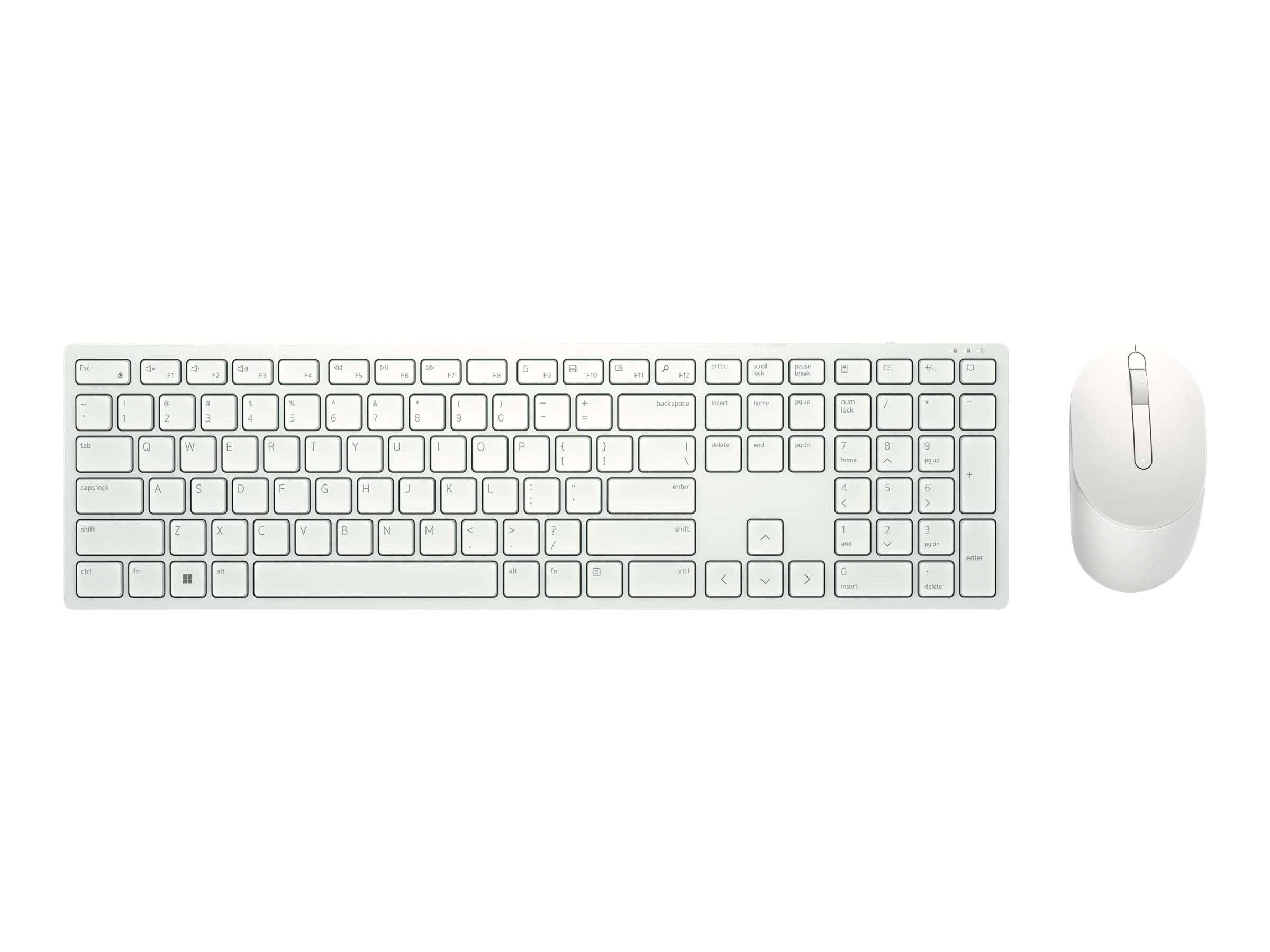 Dell Pro KM5221W - Sæt med mus og tastatur - trådløs - 2.4 GHz - QWERTY - Pan Nordic - hvid - med 3 years NBD Advance Exchange