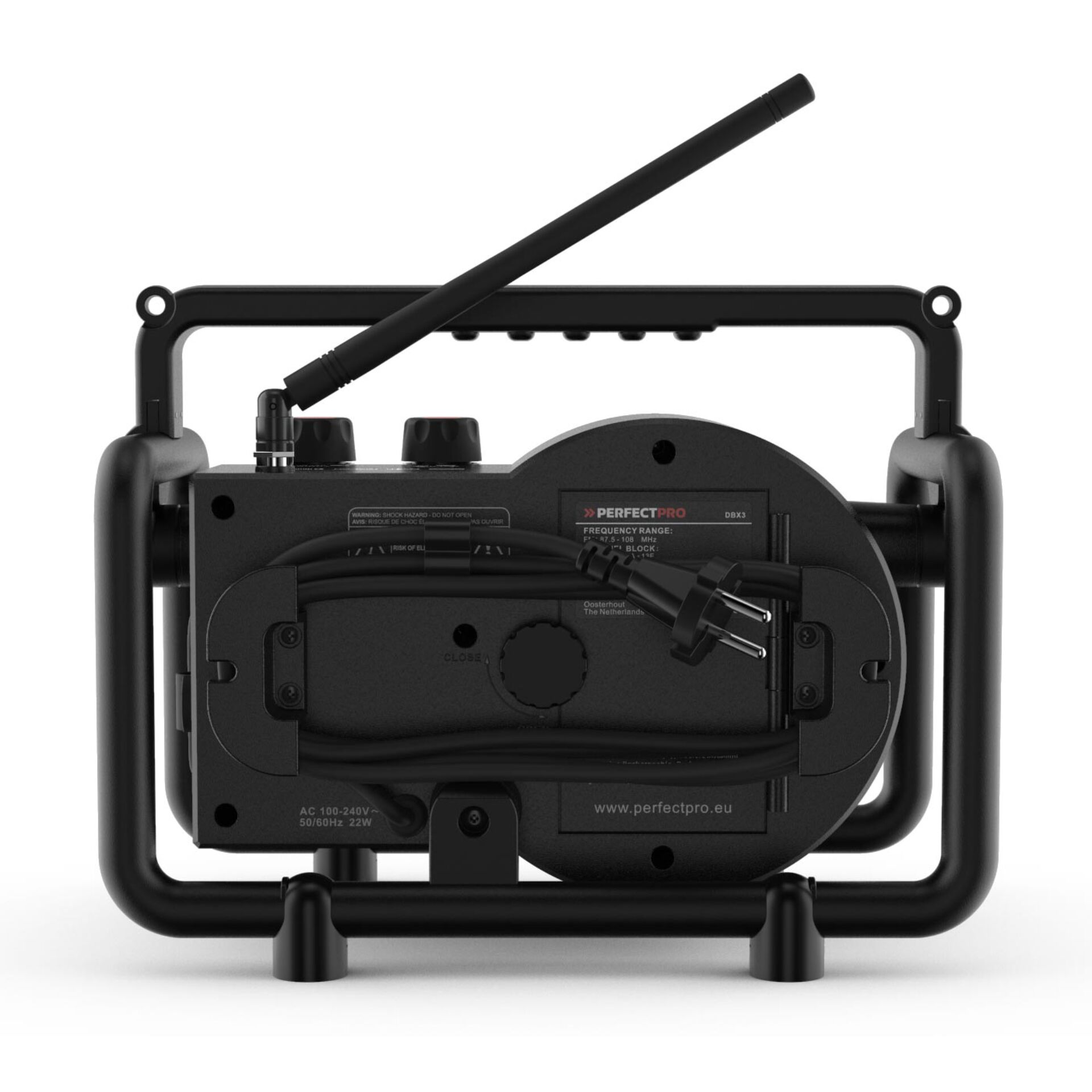 Byggepladsradio PerfectPro DABBOX DAB+, FM stødsikker Sort