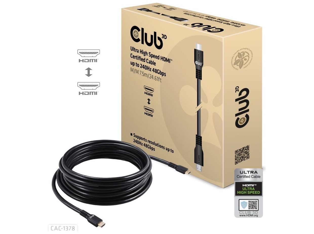 Club 3D CAC-1378 HDMI 2.1 kabel 7.5 m sort