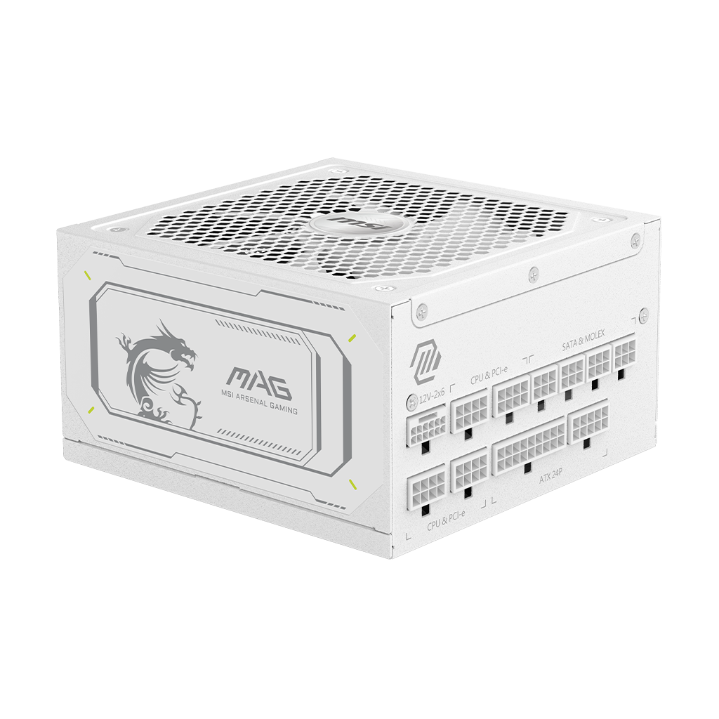 MSI MAG A1000GL PCIE5 WHITE Strømforsyning - 1000 mAh - 135 mm - ATX 3.1 - 80 Plus Gold certified