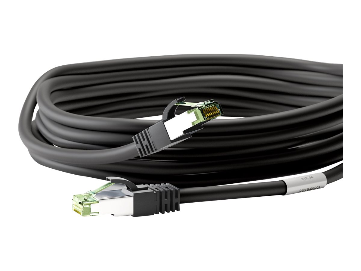 Goobay RJ45 (CAT 6A, 500 MHz) patchkabel med CAT 8.1 S/FTP råkabel, sort 99,9 % iltfri kobberleder (OFC), AWG 24, halogenfri kabelkappe (LSZH), 25 m