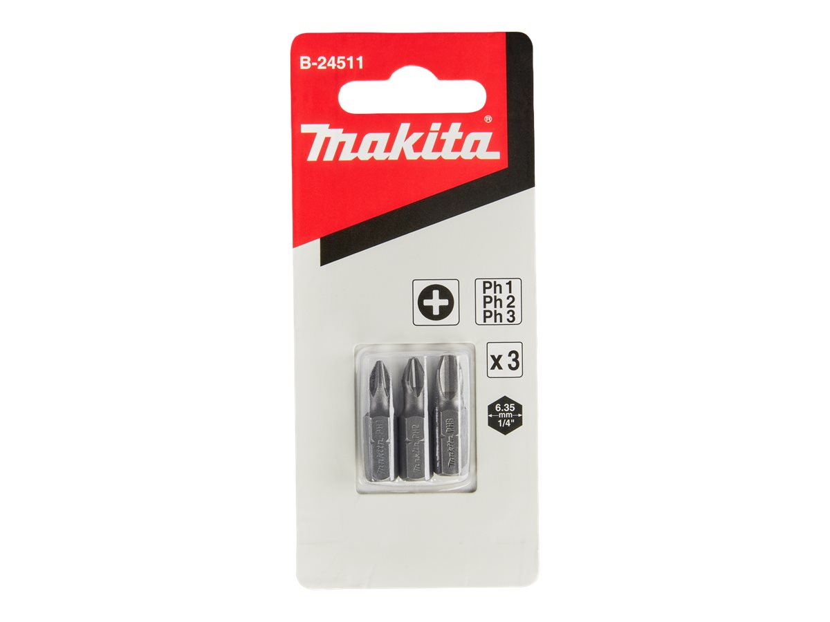 Makita Bitssæt 3 Dele Ph 1,2,3-25mm - B-24511