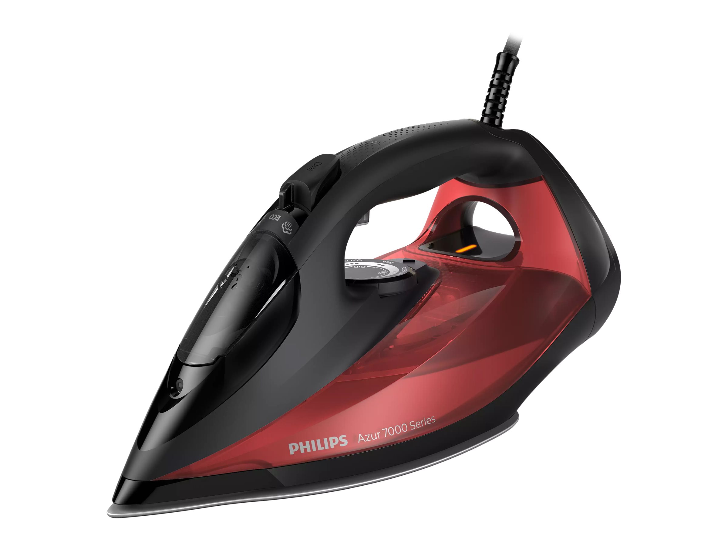 Philips Azur 7000 Series DST7022 - Dampstrygejern - såleplade: SteamGlide Plus - 2800 W - sort/ rød