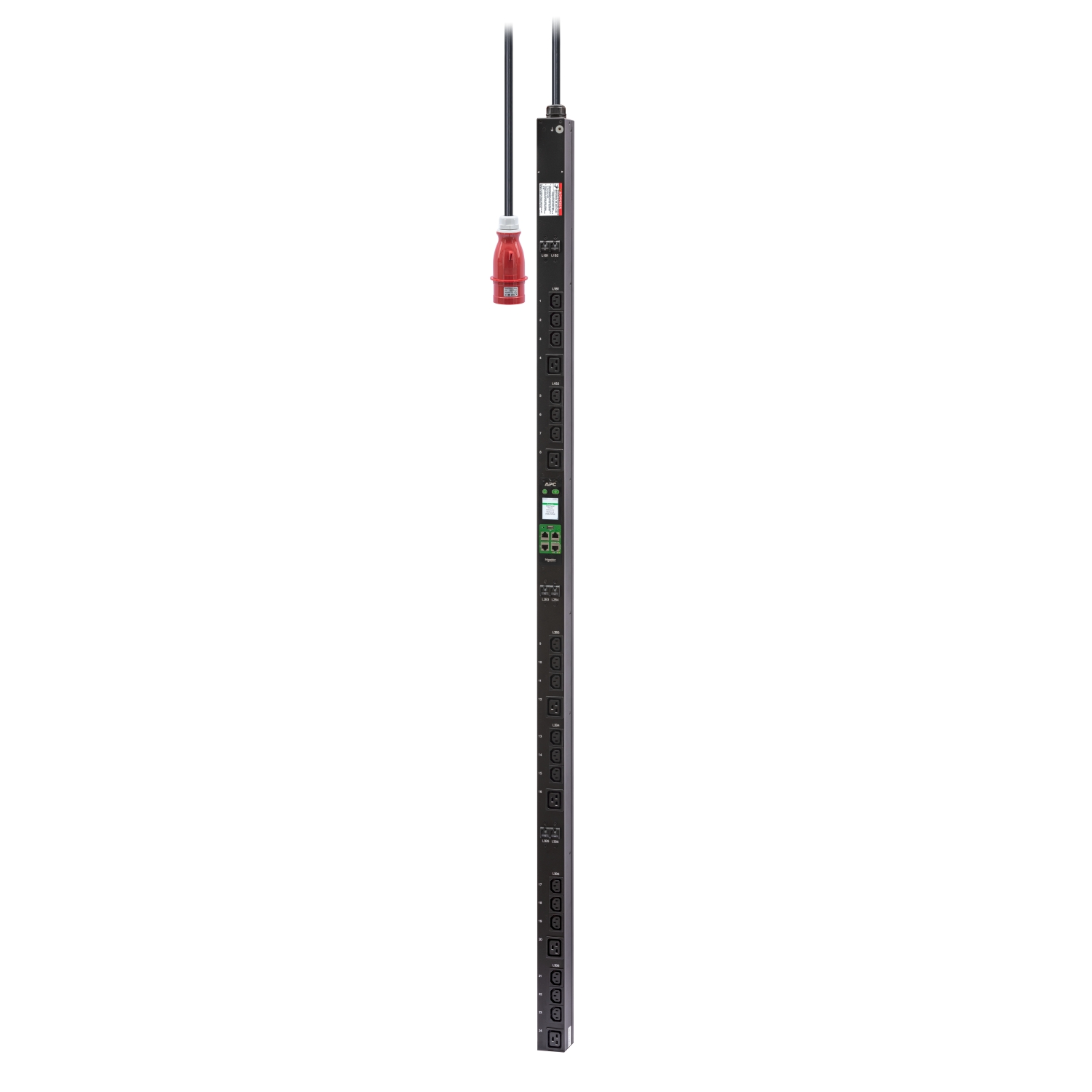 APC EasyPDU EPDU2232MBO - Strømfordelingsenhed (rackversion) - målt af stik - AC 400 V - 22 kW - 22000 VA - tre faser - Ethernet 10/100, serial, USB - input: IEC 60309 3P+N+PE - output-stikforbindelser: 24 (18 x IEC 60320 C13, 6 x IEC 60320 C19) - 0U - 3 m ledning - sort