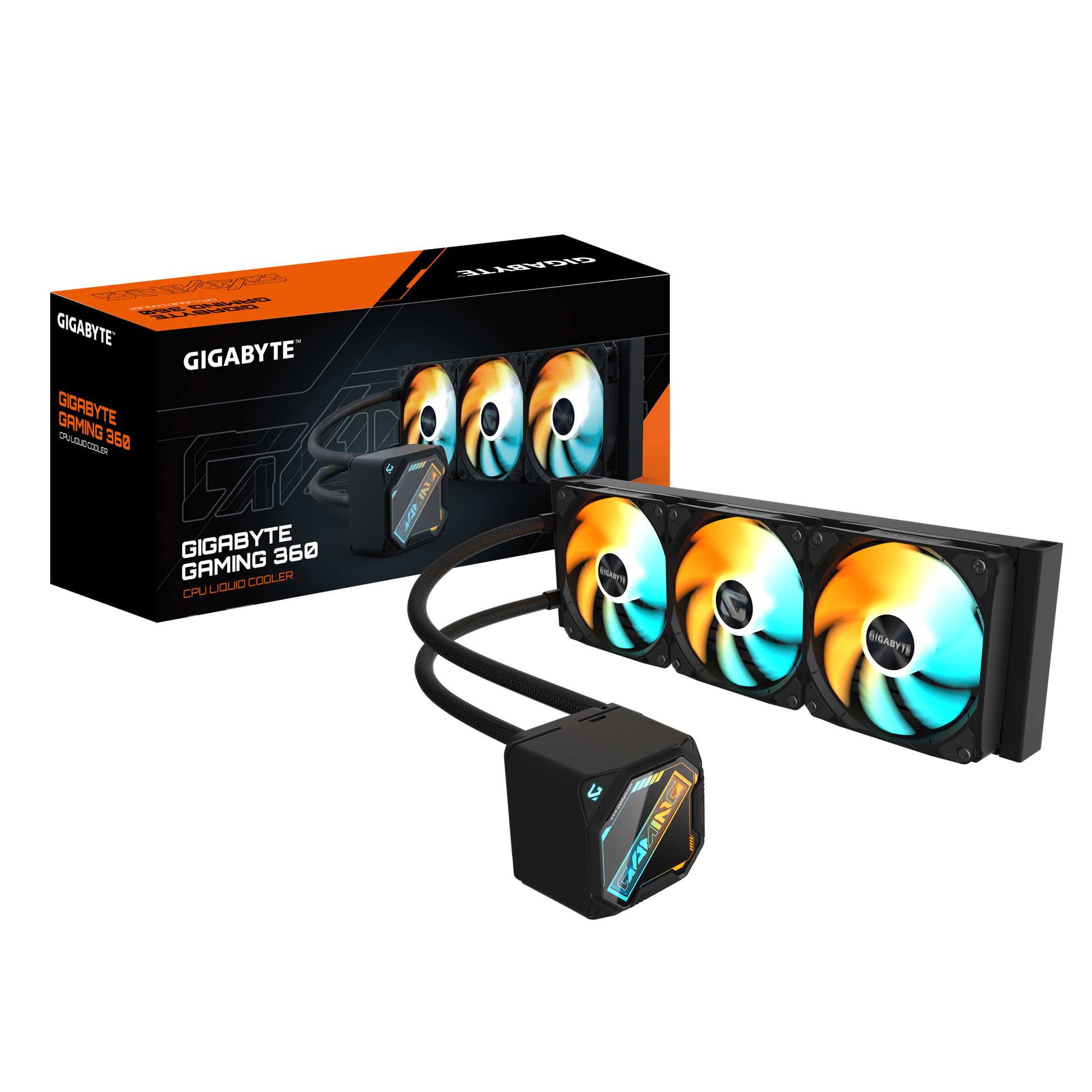 Gigabyte Gaming 360 - AIO væskekøler til CPU, 360 mm med 3×120 mm ARGB-ventilatorer, slide-in kædeforbindelse, kompatibel med Intel LGA 1851/1700/1200 og AMD AM5/AM4