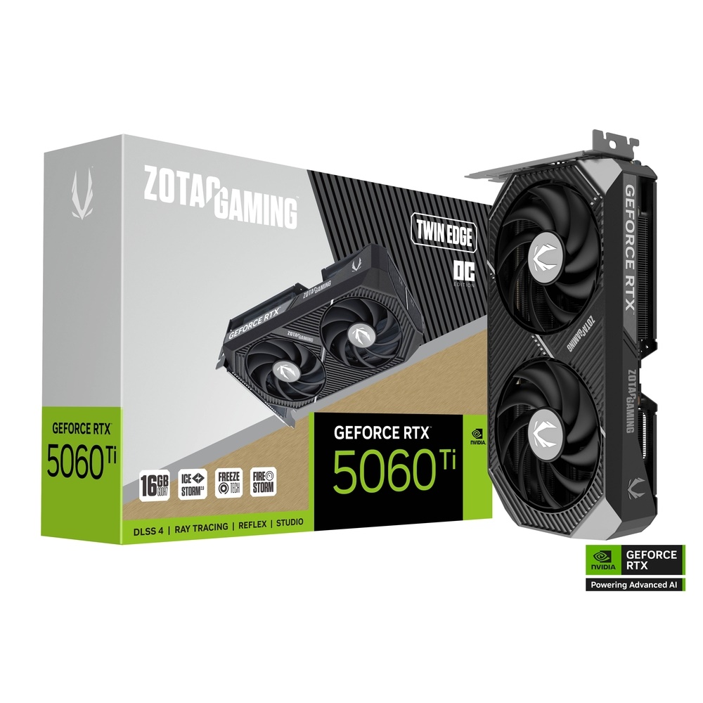 ZOTAC GeForce RTX 5060 Ti Twin Edge OC - 16GB GDDR7 RAM - Grafikkort