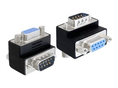DeLOCK adapter, DB9 han - DB9 hun, vinklet 270ø, sort