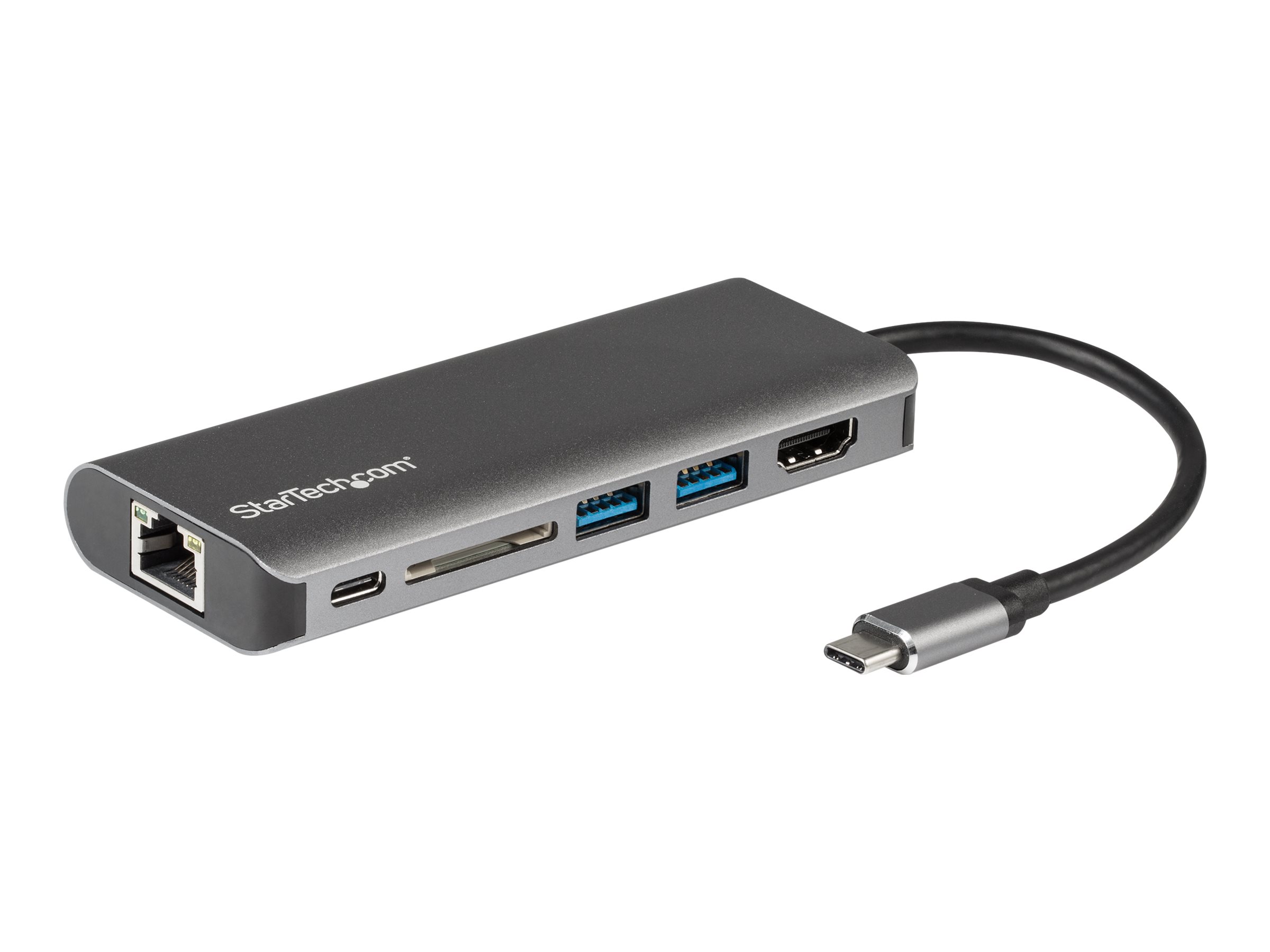StarTech.com USB C Multiport Adapter - Portable USB-C Dock to 4K HDMI, 2-pt USB 3.0 Hub, SD/SDHC, GbE, 60W PD Pass-Through - USB Type-C/Thunderbolt 3