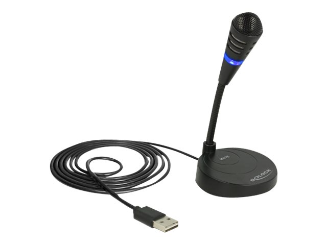 DeLOCK USB Microphone with base and Touch-Mute Button, black