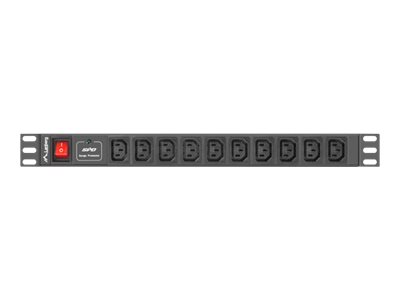 Lanberg rack-stikdåse 19" 10x IEC, 2 m - Sort (PDU)