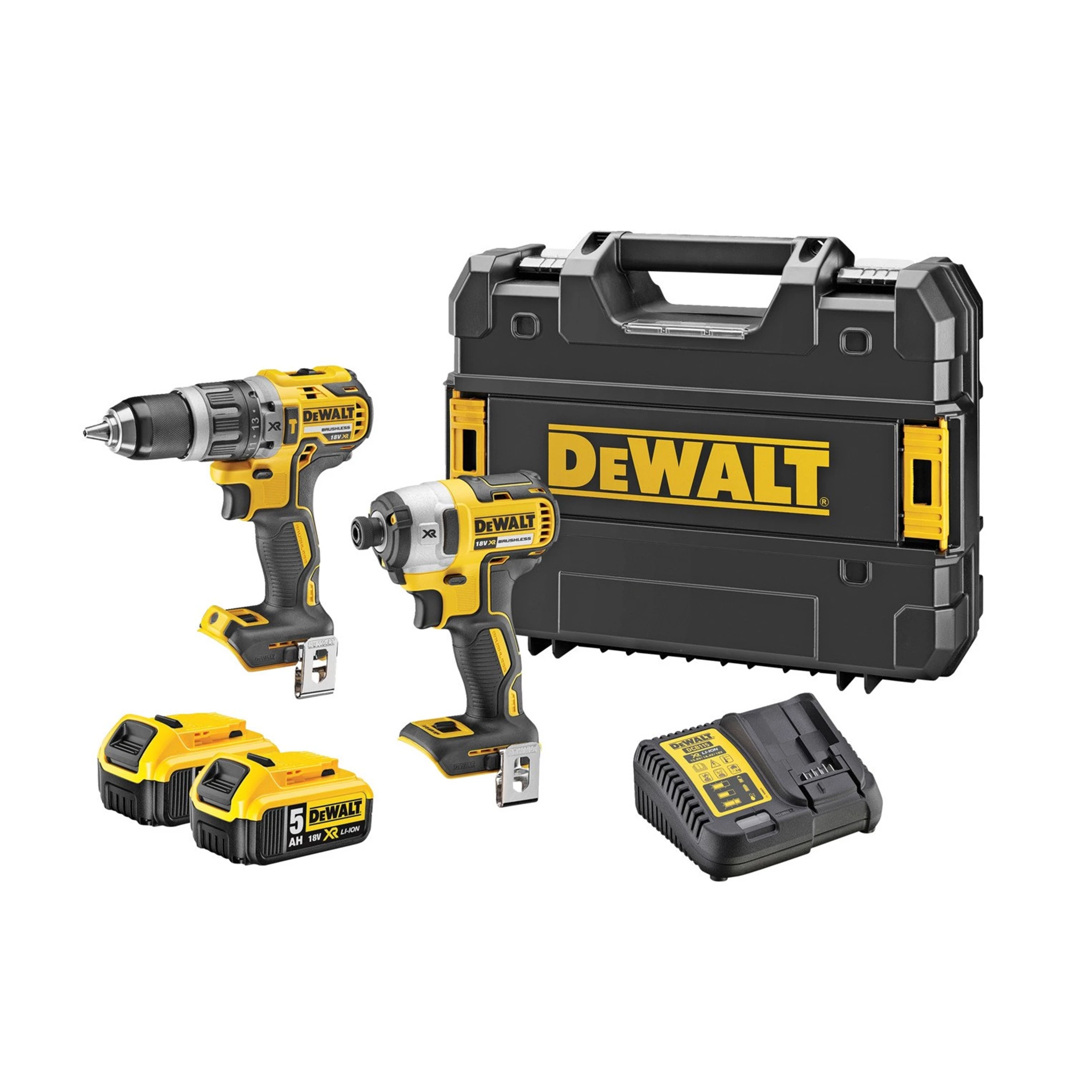 DEWALT akumuliatorinių įrankių rinkinys DCK266P2T 18V (DCD796 + DCF887) 2x5.0Ah, TSTAK II lagaminas