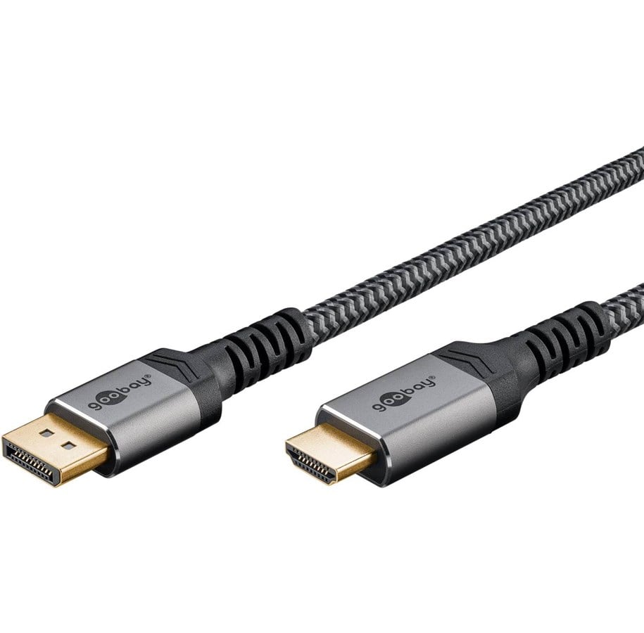 Goobay DisplayPort™ til HDMI™-kabel, 1 m, Sharkskin Grey DisplayPort™ stik > HDMI™ stik (type A)