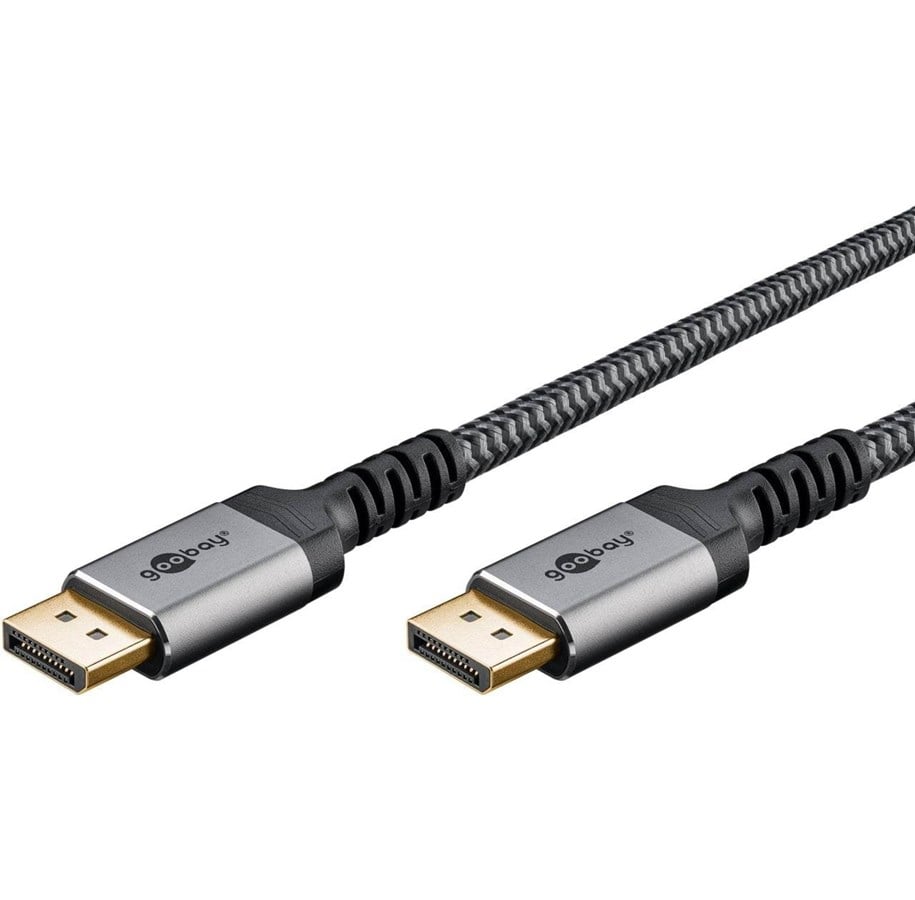 Goobay DisplayPort-kabel, DP 1.4, 1 m, Sharkskin Grey DisplayPort™ stik > DisplayPort™ stik