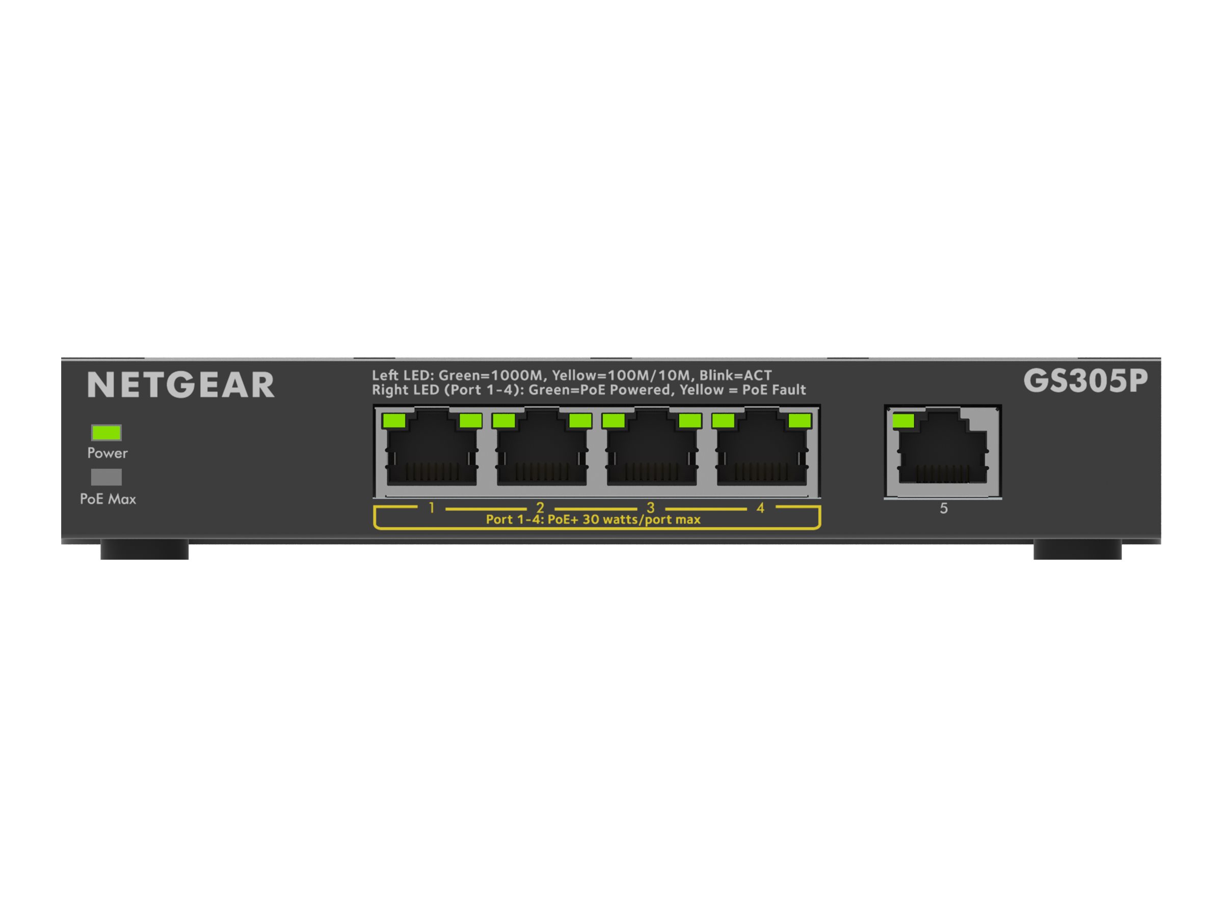 Netgear GS305Pv3 5-Port Gigabit Ethernet Unmanaged PoE+ Essentials Switch (63W)