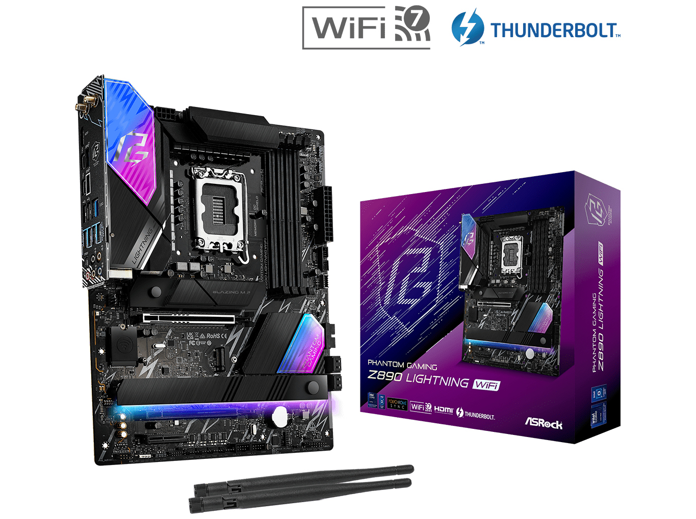 ASRock Z890 LIGHTNING WIFI Bundkort - Intel Z890 - Intel LGA1851 socket - DDR5 RAM - ATX