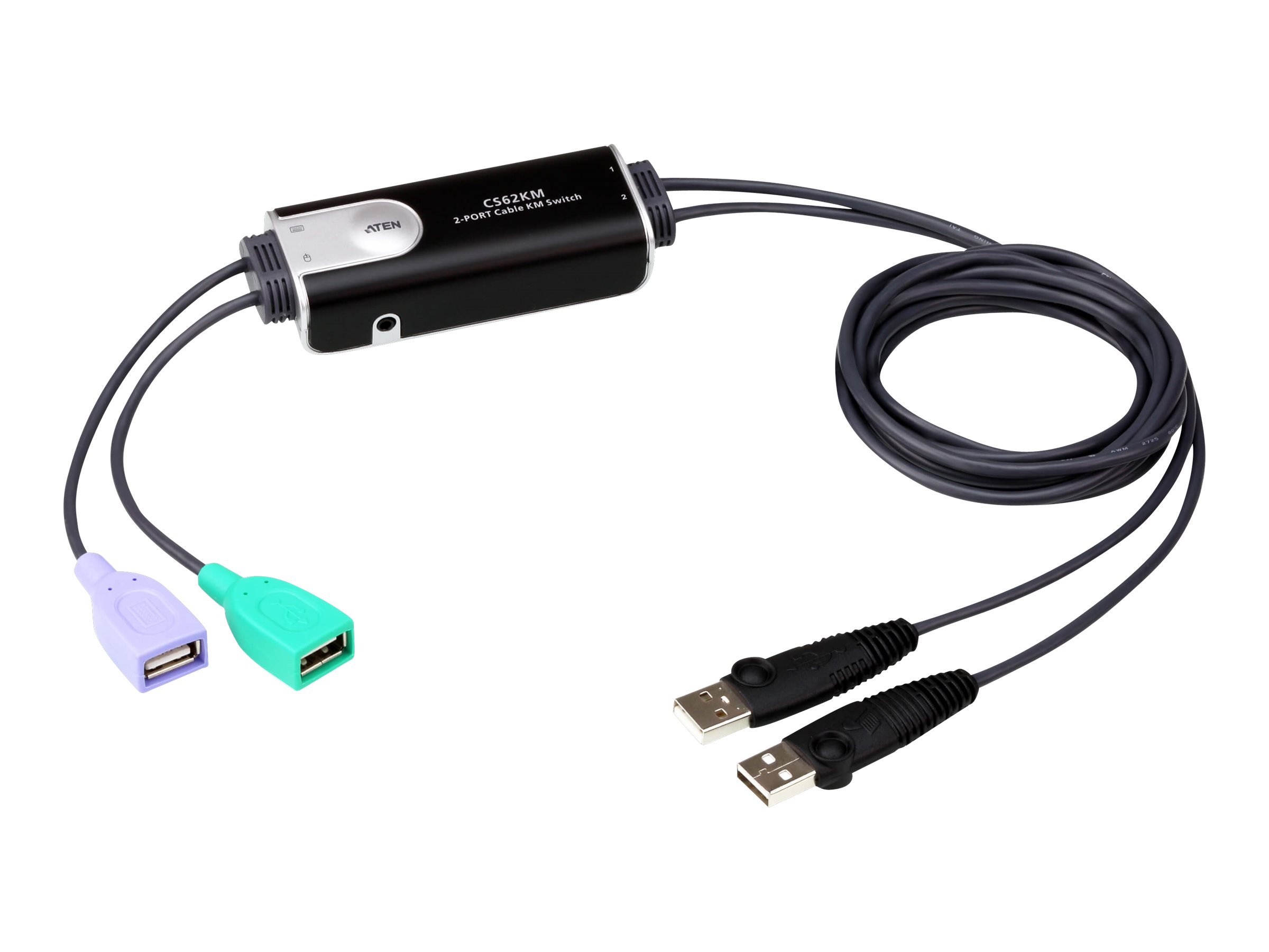 ATEN CS62KM - Switch for tastatur/mus - 2 x USB - 1 lokalbruger - desktop