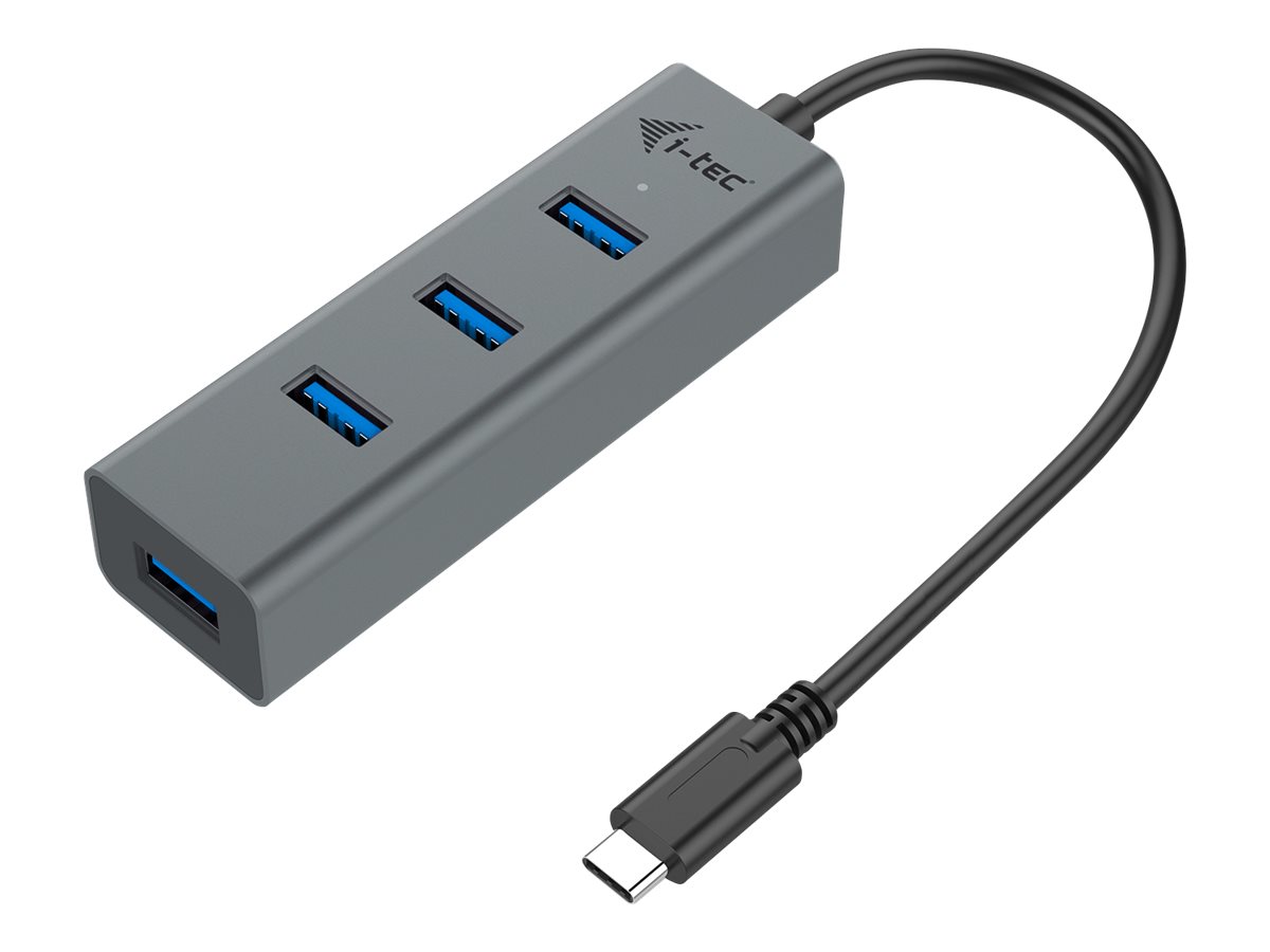 I-Tec USB-C 3.1 Metal HUB - 4-Port USB 3.0 - Bus powered - Overcurrent protection USB hub - USB 3.2 - 4 ports - Grå