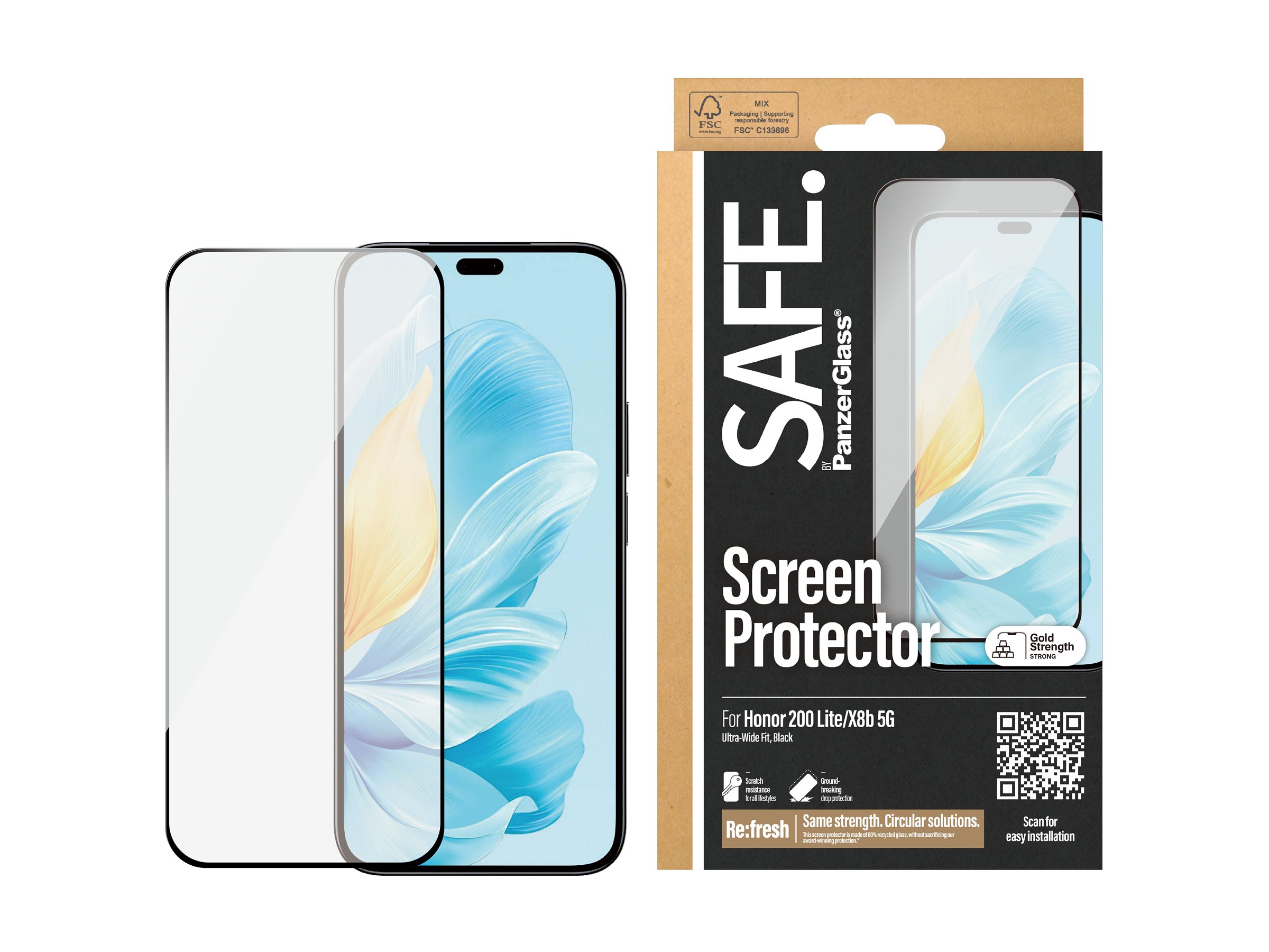 SAFE by PanzerGlass Screen Protector Honor 200 Lite 5G | X8b | Ultra-Wide Fit