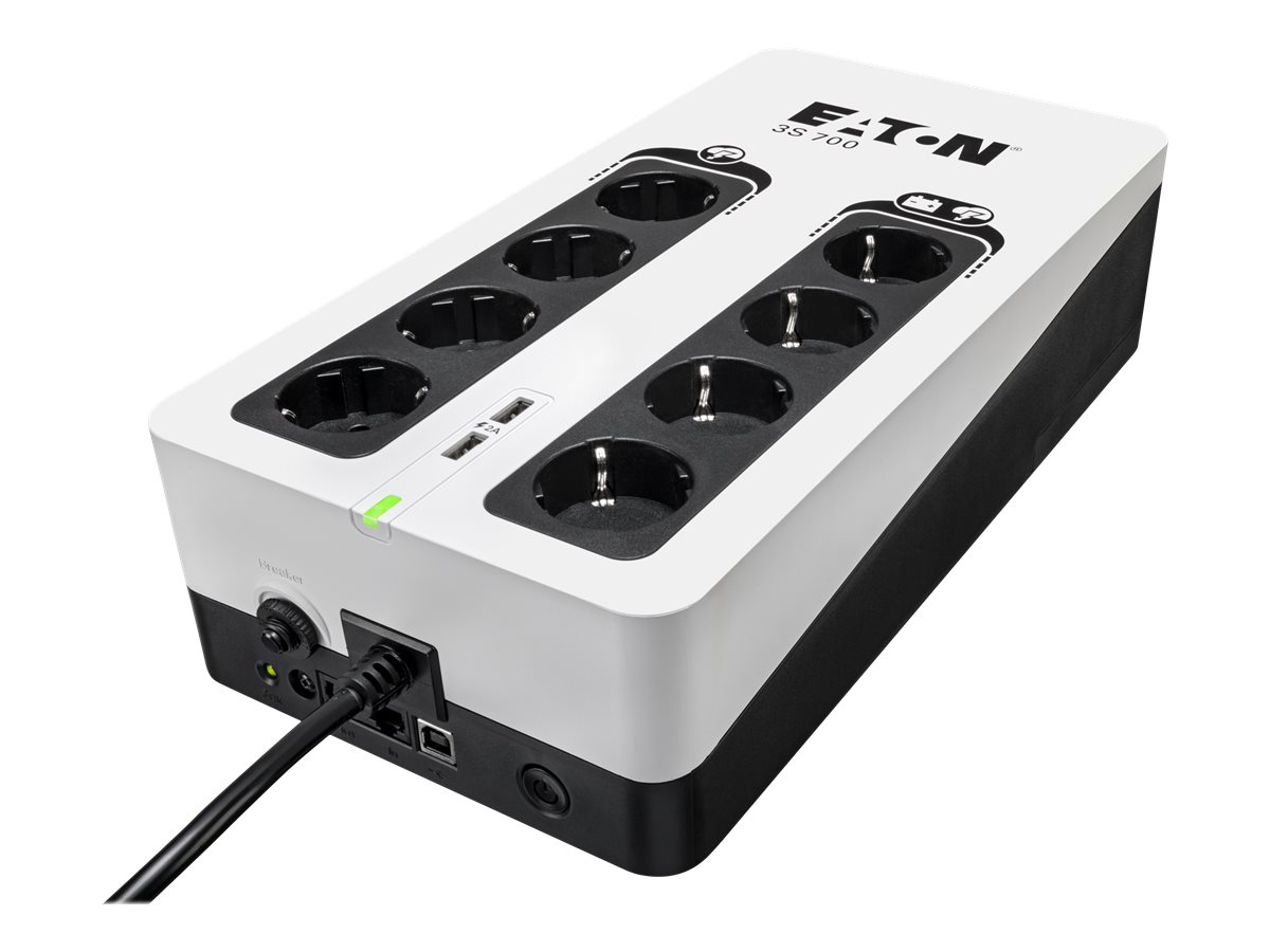Eaton 3S 700 - UPS - AC 220-240 V - 420 Watt - 700 VA - 1-faset - USB - output-stikforbindelser: 8