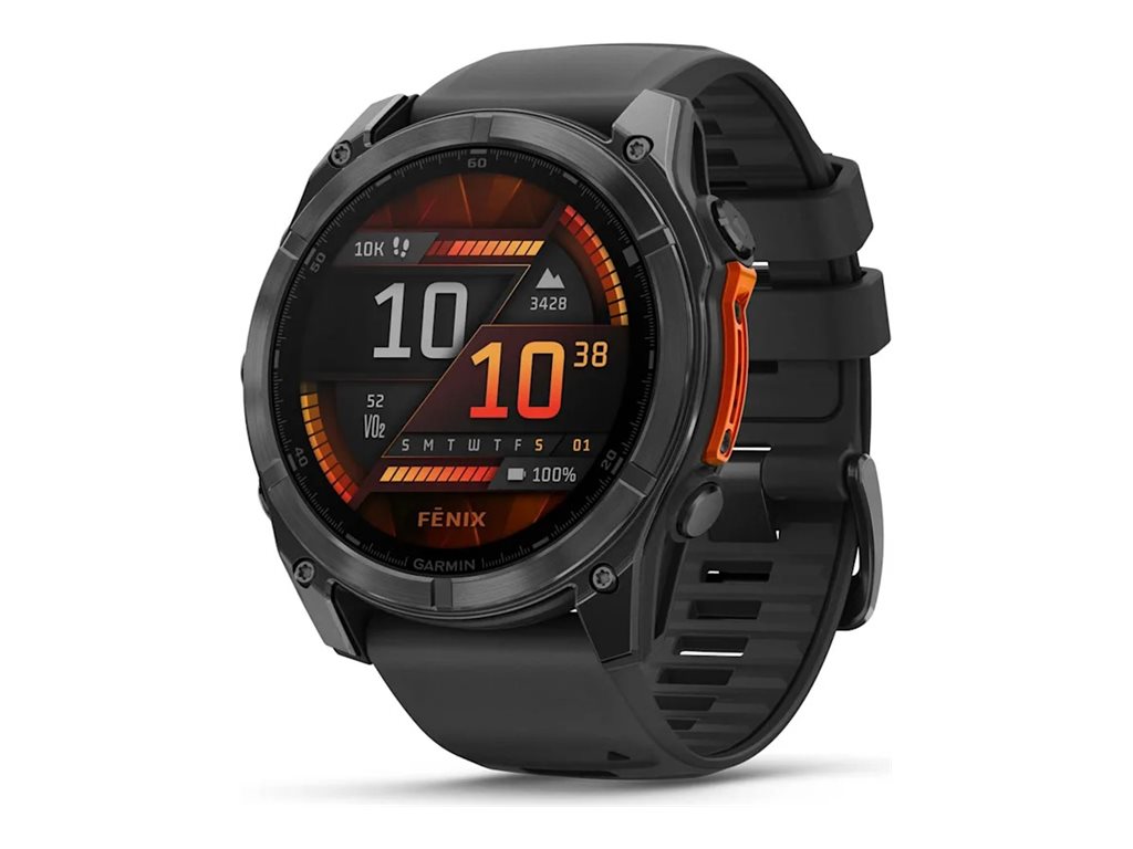 Garmin Fenix 8 - 51 mm - skifergrå - sportsur med bånd - silikone - sort - håndledsstørrelse: 127-210 mm - display 1.4 - 32 GB - Bluetooth, Wi-Fi, ANT+ - 102 g