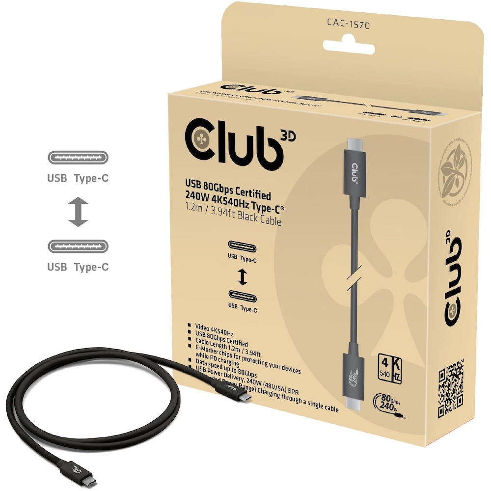 Club 3D - USB-C cable - 24 pin USB-C to 24 pin USB-C - 1.2 m