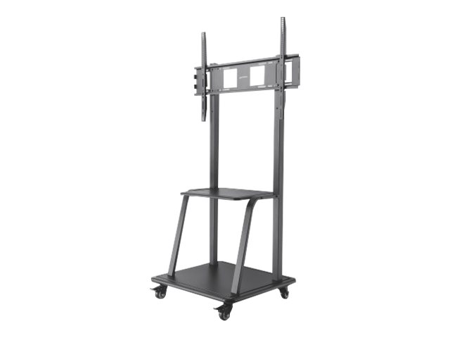 Manhattan Monitor/LFD Trolley Stand, 1 screen, 37-100", Vesa 200x200 to 800x600mm, Max 150kg, Black, Box Vogn med hjul TV / AV System 37"-100"