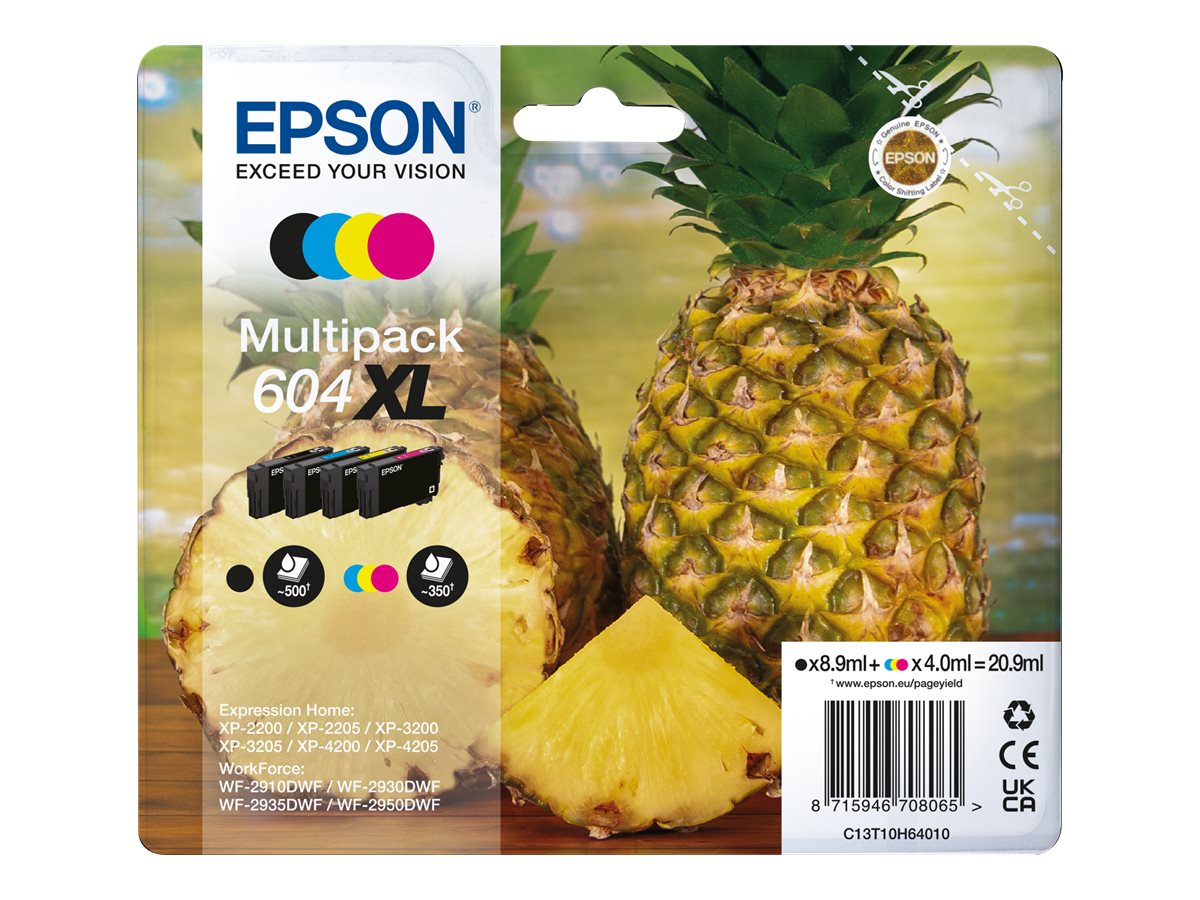 Epson 604XL Multipack Sort Gul Cyan Magenta Blæk C13T10H64020