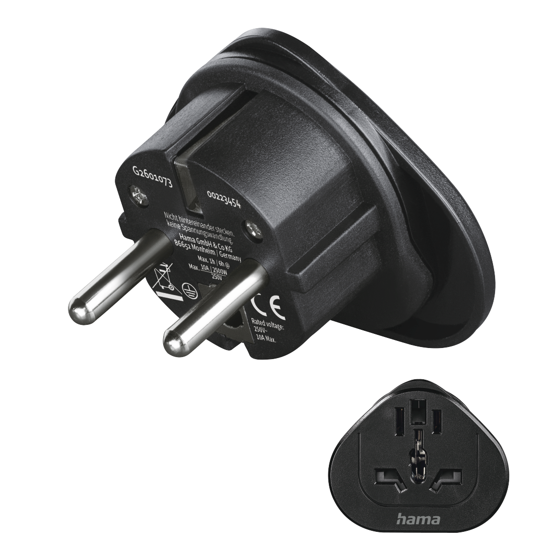 Hama 00223454 strømstik adapter Type E/F hybrid Universel Sort