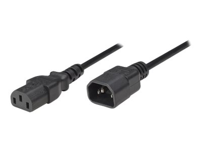 Manhattan Power Cord/Cable, C14 Male to C13 Female (kettle lead), Monitor to CPU, 1.8m, 10A, Black, Lifetime Warranty, Polybag Strømkabel 1.8m Sort