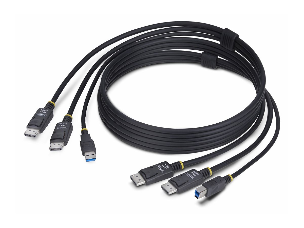 StarTech 6ft (1.8m) Dual-DisplayPort and USB 5Gbps KVM Cable - Kabel til tastatur / video / mus (KVM) - USB Type A, DisplayPort (han) til USB Type B, DisplayPort (han) - 1.83 m - 4K60 Hz support, HDR10 support - sort