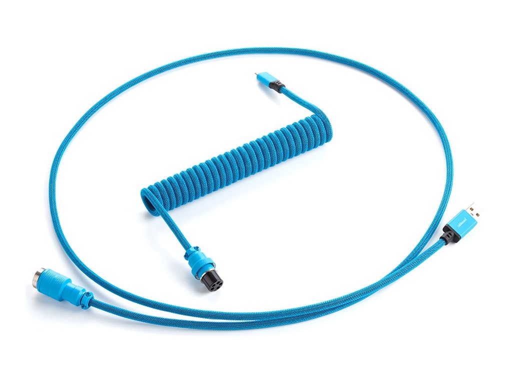 CableMod Pro Coiled Keyboard Cable USB A to USB Type C, Spectrum Blue - 150cm USB Kabler - GEEKD.dk