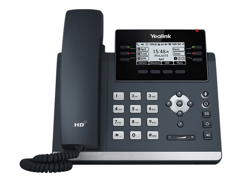 Yealink SIP-T42U - VoIP-telefon med opkalds-ID - 5-vejs opkaldskapacitet - SIP, SIP v2, SRTP - 12 linier - klassisk grå