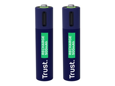 Trust - Batteri - USB-C + batteri 2 x AAA - (genopladelige) - 500 mAh - blå