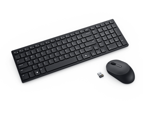 Dell Pro Compact Silent Keyboard and Mouse - KM555 Sæt med mus og tastatur Pressestempel Trådløs Ukrainsk